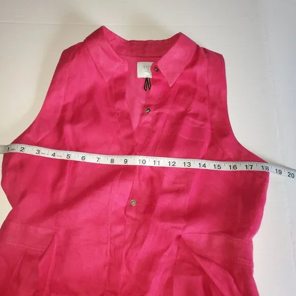 Anthropologie HD in Paris Sleeveless Button Front Linen Dress Size 8 NWOT